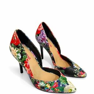 JustFab Floral Stiletto Heels Size 6 Colorful Statement Pumps Party